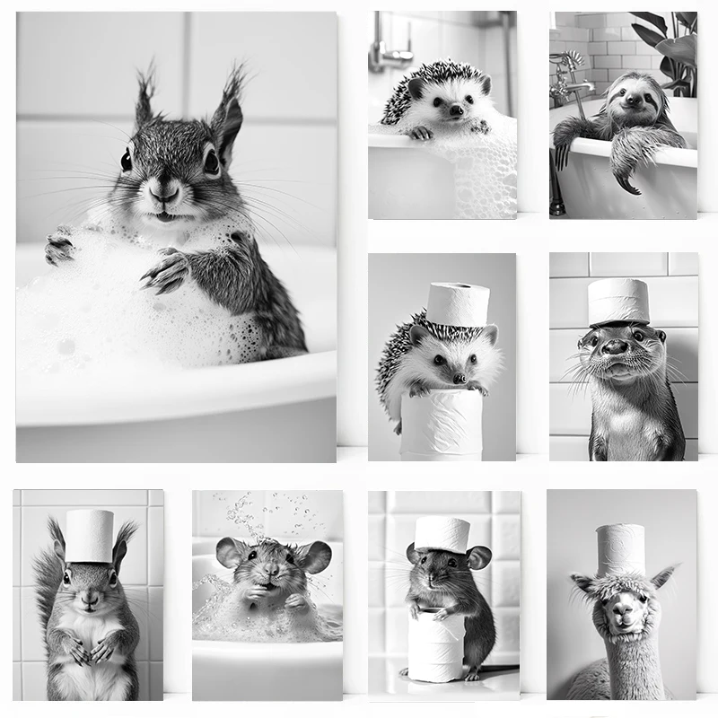 Home Bathroom Wallpaper - Poster di Animali e Carta Igienica