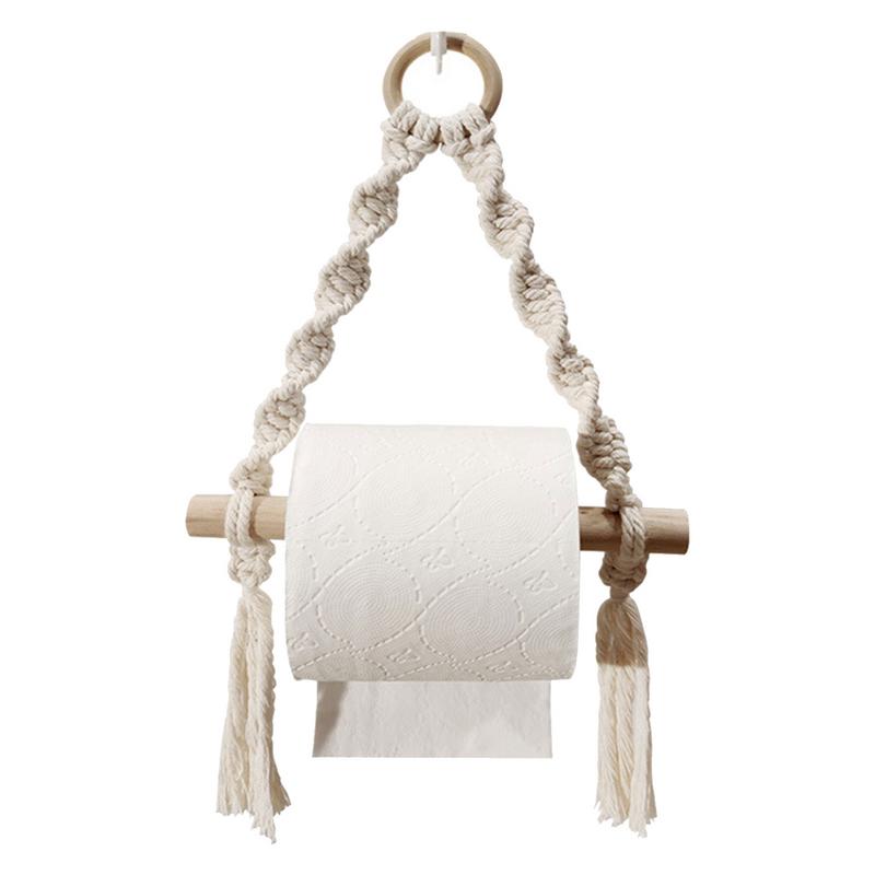 Home Bathroom Towel Dispenser - Porta carta igienica in legno intrecciato