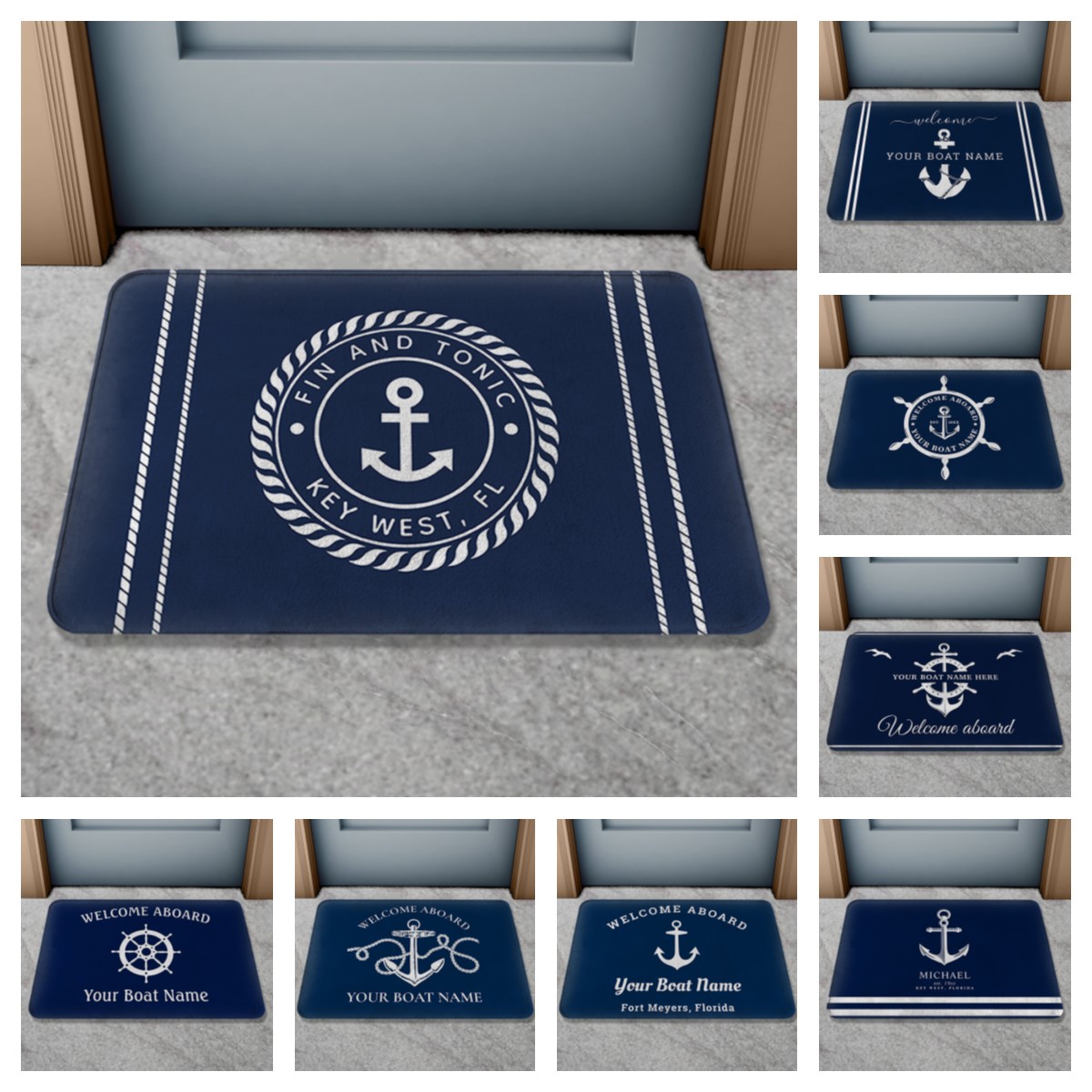 Home Bathroom Name - Tappetino Personalizzato con Nome della Barca,
