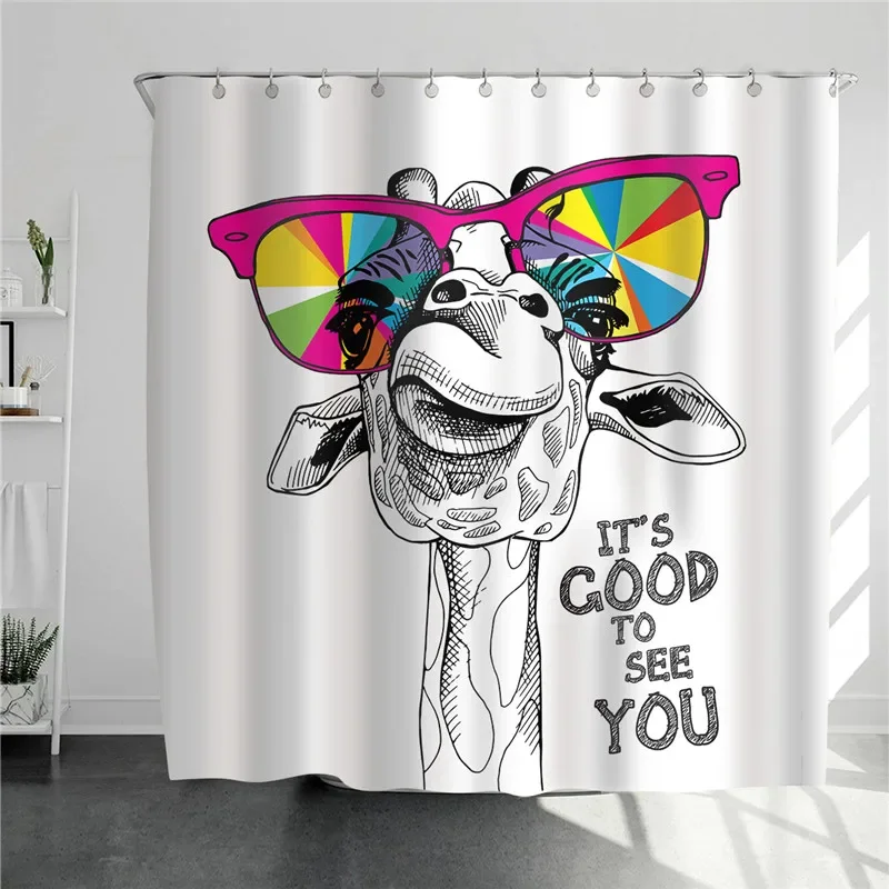 Home Bathroom Design Simple - Giraffa con occhiali colorati Tenda da