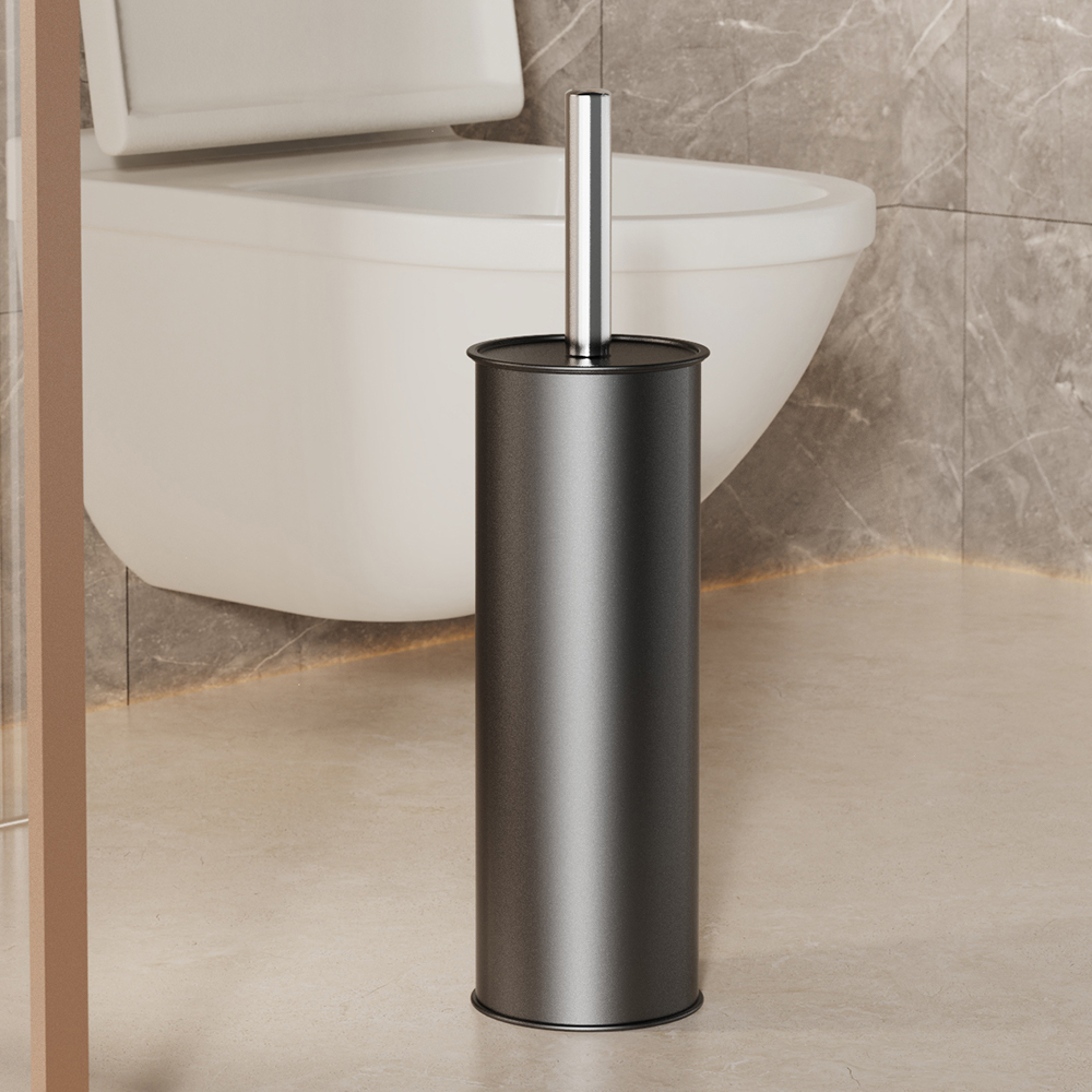 Toilet Brush Holder - Spazzola per WC Nera con Supporto,