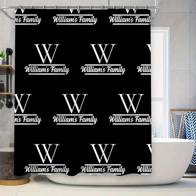 Home Bathroom Name - Tenda da doccia per bagno personalizzata