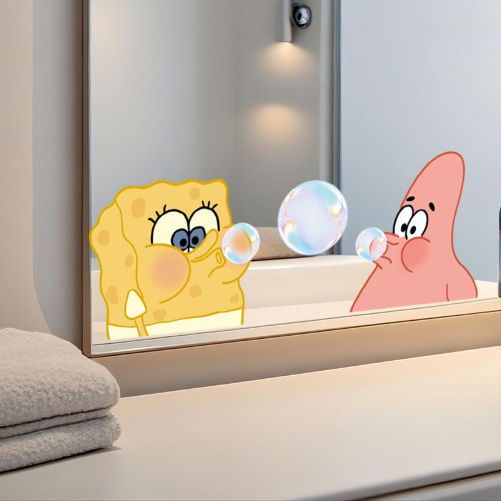 Home Bathroom Accessories - Adesivi per specchio da bagno SpongeBob