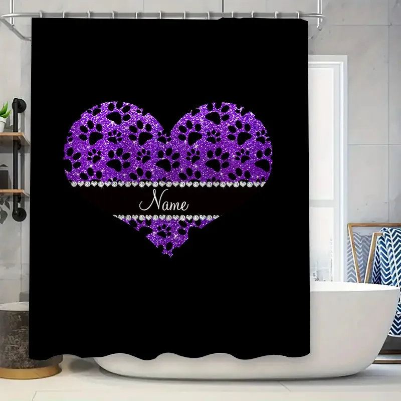 Tenda da doccia a cuore viola  - Home Bathroom Name recensione e prezzo
